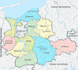 Эльблонгский повет на карте