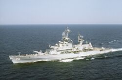 USS Belknap (CG-26) underway in the Mediterranean Sea on 21 July 1992 (6480605).jpg