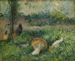 Camille Pissarro - Basse-cour avec poules et canards, la maison rouge, Pontoise (PD 500).jpg
