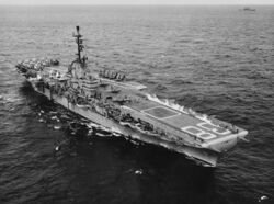 USS Shangri-La (CVA-38) launching aircraft on 10 January 1956.jpg