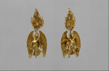 Pair of gold earrings with Ganymede and the eagle MET DT202832.jpg