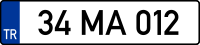 Foreigners with temporary residence permit vehicle license plate of Turkey.svg