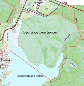 Схема границ заказника (указана красной линией)