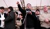 April 10, 2009. Gia Maisashvili, opposition leader, speaking to the protesters in front of the parliament building.jpg