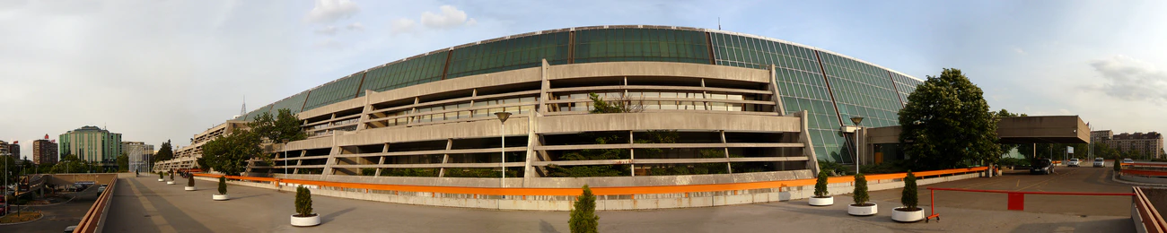 Sava Centar in cylindrical perspective.