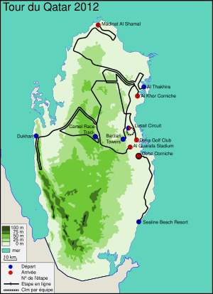 Carte du tracé du Tour du Qatar 2012.svg