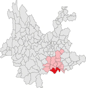 Цзиньпин-Мяо-Яо-Дайский автономный уезд на карте