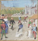 Dagobert visitant le chantier de l’abbaye Saint-Denis.