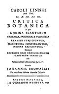 Титульный лист первого издания «Critica Botanica»