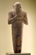 Limestone foundation peg of Lugal-kisal-si, from Uruk, Iraq. C. 2380 BCE. Pergamon Museum.jpg