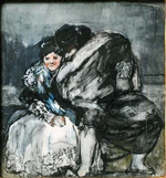 Goya - Seated Woman and Man in Spanish Cloak, Majo and Maja, NMB 1879.jpg
