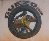 Symbole de Guezo roi du Dahomey au mur de la place Goho à Abomey au Bénin