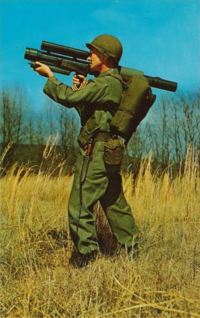 Trooper aiming the Redeye missile, Redstone Arsenal, 1961.png