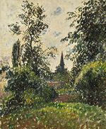 Camille Pissarro - Le Clocher de Bazincourt (PD 1087).jpg