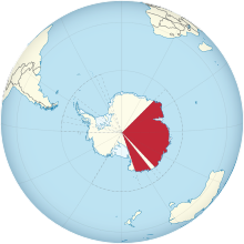 Australian claims in Antarctica on the globe (Antarctica centered).svg