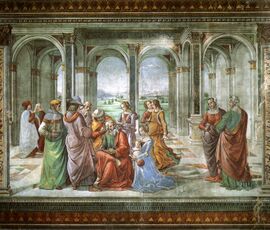 Cappella tornabuoni, 13, imposizione del nome al battista.jpg