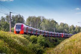 ЭС1-021, Россия, Карелия, перегон Петрозаводск-Пассажирский - Голиковка (Trainpix 107212).jpg
