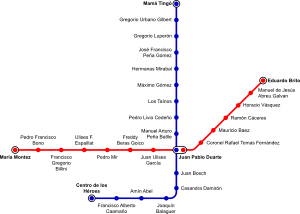 Santo Domingo metro network map.svg
