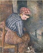 Camille Pissarro - Paysanne se chauffant (PD 739).jpg