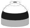 Illustration of cylinder shoulder painted in black (lower) and white (upper) bands for a mixture of oxygen and nitrogen.