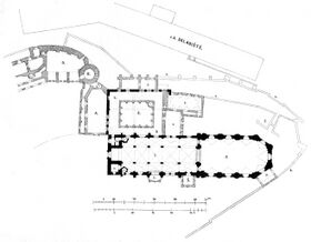 Floor plan of St Wenceslas Cathedral, Olomouc, before 1883.jpg