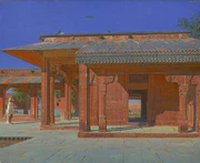 Дворик в гареме дворца Фатехпур-Сикри.jpg