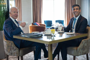 Prime Minister Rishi Sunak welcomes US President Joe Biden to the United Kingdom for a meeting in Belfast.jpg