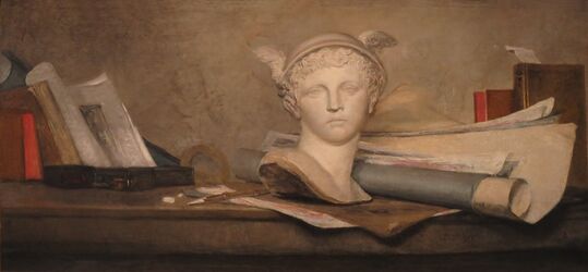 Jean Siméon Chardin - The Attributes of the Arts with a Bust of Mercury - WGA04737.jpg