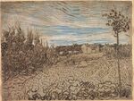 Van gogh Cottages with a Woman Working in the Foreground auvers chicago f1642 jh1994.jpg