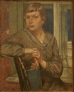 Girl with book by Petrov-Vodkin (1938, Ekaterinburg).jpg