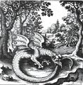 Уроборос «Философий кӱ» алхимий эмблеме-влак книга гыч Л. Дженнисын гравюржо, 1625 ий
