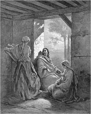 Jesus talks with Mary and Martha in their house.jpg