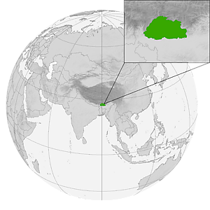 Бутан на карте мира