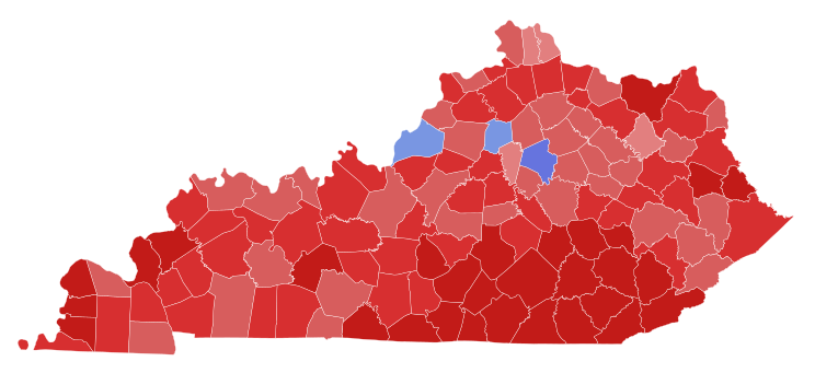 2022 United States Senate election in Kentucky results map by county.svg