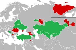 Цветная карта стран-участниц Тюрквидения 2013