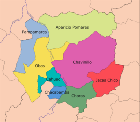 Mapa de los distritos de la provincia de Yarowilca.png