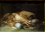 Still life with Woodcocks, by Francisco José de Goya y Lucientes, Spanish, c. 1808-1812, oil on canvas - Meadows Museum - Southern Methodist University - DSC05329.jpg