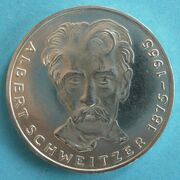 Аверс монеты 100 лет со дня рождения Альберта Швейцера