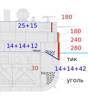 Normandie class battleship midel section.svg
