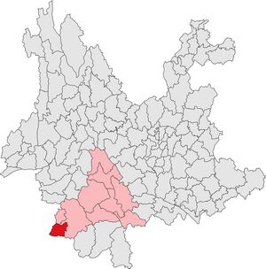 Мынлянь-Дай-Лаху-Ваский автономный уезд на карте