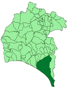 Расположение муниципалитета Альмонте на карте провинции