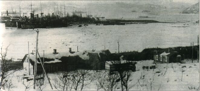 Английская эскадра на Мурманском рейде, 1918 год