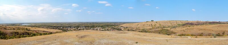 Панорама хутора Затонского. Вид на хутор с южных холмов.