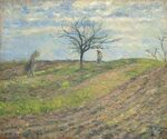 Camille Pissarro - Terre labourée en hiver, avec un homme portant un fagot 484.jpg