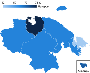 1996 Chukotka Autonomous Okrug gubernatorial election map.svg