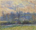 Camille Pissarro - Soleil couchant, hiver, esquisse (PD 786).jpg