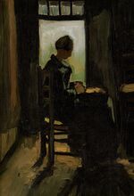 Vincent van Gogh - Peasant woman seated before an open door, peeling potatoes (1885).jpg
