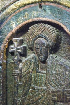 Relief Carving of Saint, Church of Bet Golgotha, Lalibela, Ethiopia (3238129138).jpg