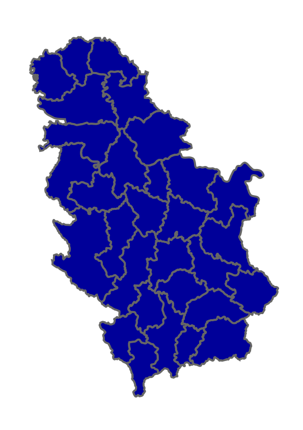 Serbian parliamentary election (2016) by majority of popular vote in each district.svg