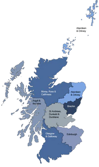 Map of the dioceses of the Scottish Episcopal Church